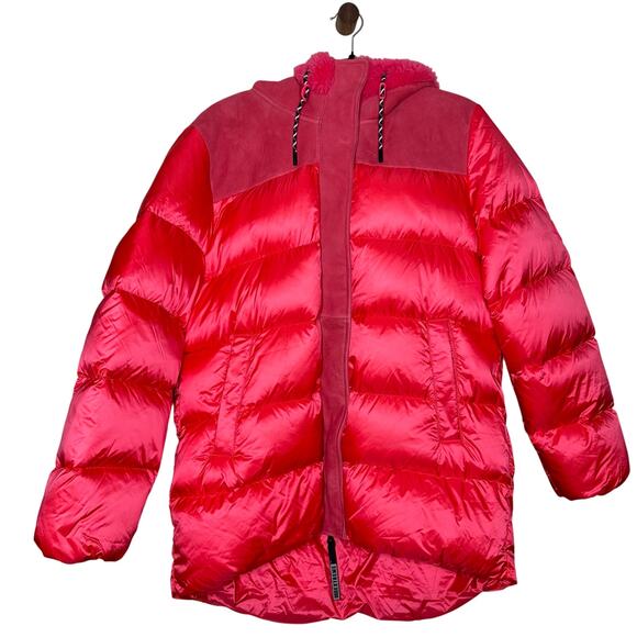 UGG Pink Glow Shasta Down Puffer Jacket Sheep Fur Size Medium NWOT $1498 - Picture 1 of 7